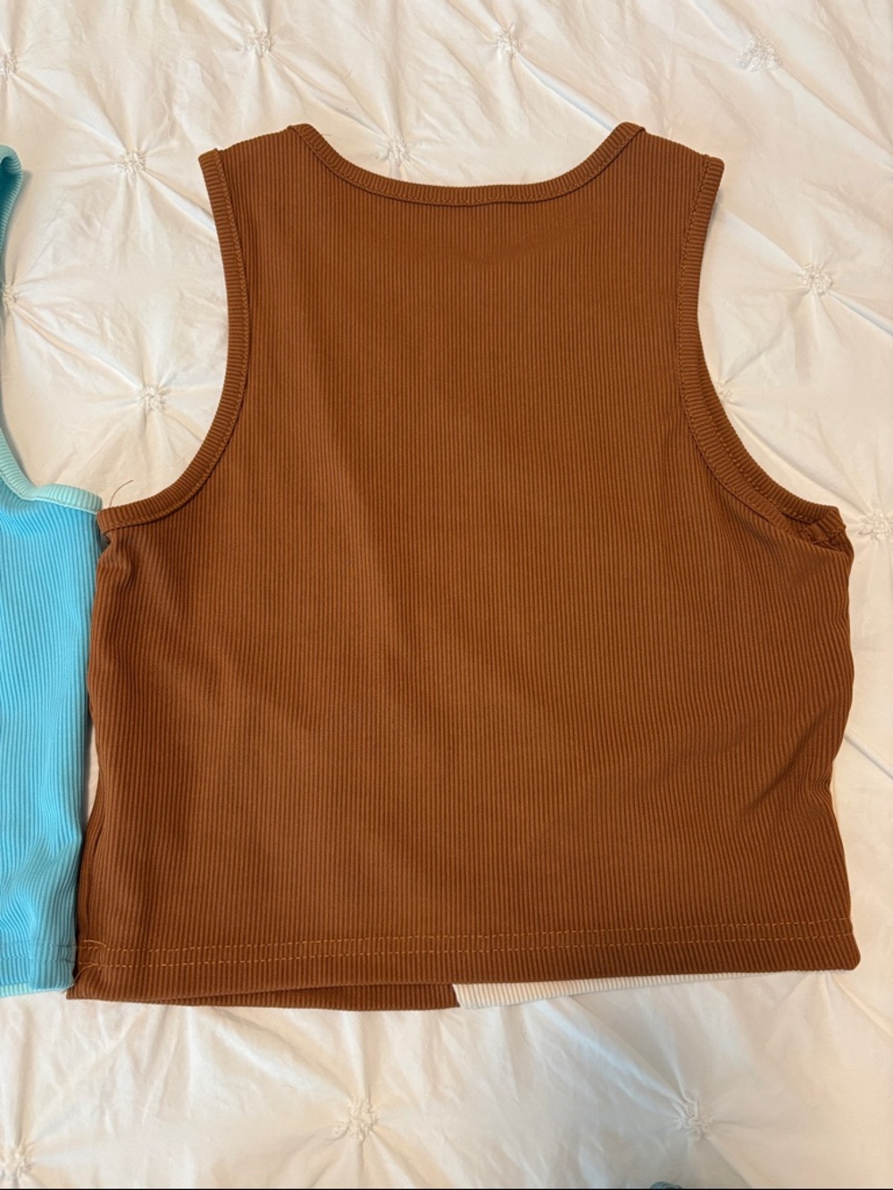 Colorblock Ribbed Tank Bundle - Blue/Teal, Coral, Brown, and Sage - Picture 10 of 11